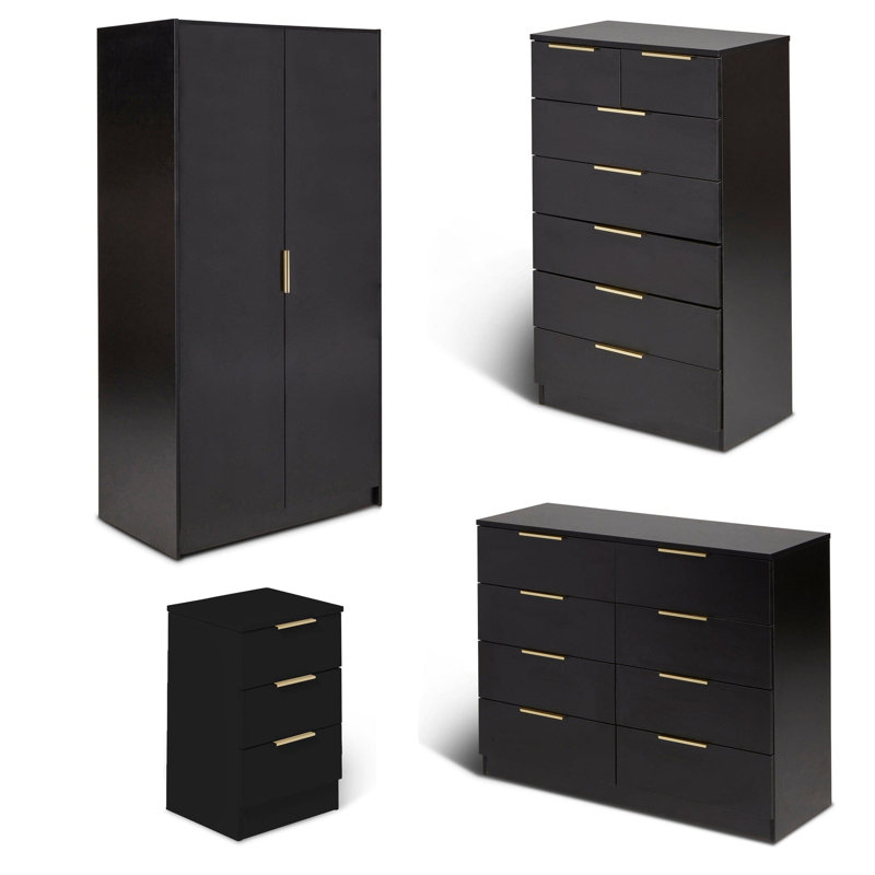 Glenhaven Wardrobe And Drawers Bedroom Set, Black