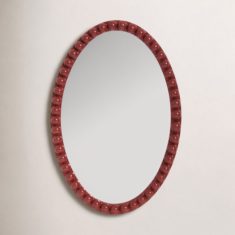 Varsha Oval Glossy Burgundy Mirror, Red