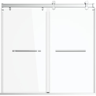 Exploria 51'' - 56'' W x 57.5'' H Bypass Frameless Tub Door with Clear Glass