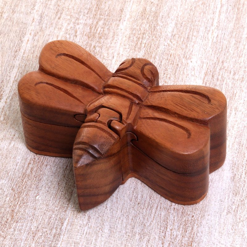 Boîte décorative en bois libellule