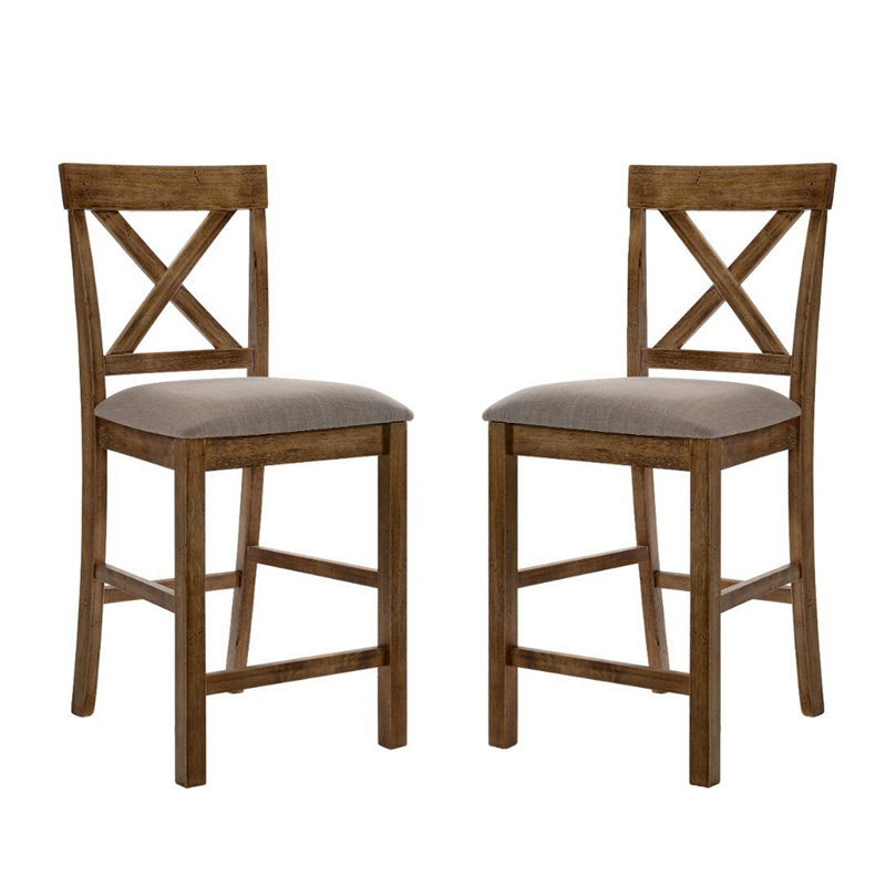 Ensemble de 2 chaises rembourrées en lin à hauteur de comptoir