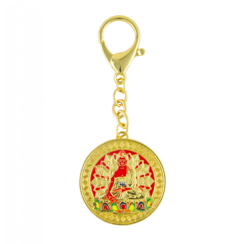 Porte-clé à Bouddha Amoghasiddhi, Rouge / or pâle