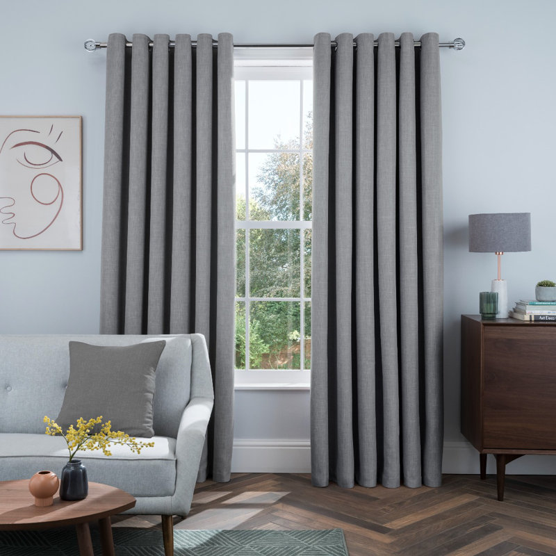 Bittar Blackout Curtain Panel Pair, Charcoal, 117 W x 137 D cm