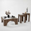 Table basse moderne, chêne et transparent, 31,5 po x 13,8 po x 31,5 po | Plateau 100% verre trempé, structure en carton aggloméré 100% mélamine, bandes de chant en PVC de 0,71 pouce d'épaisseur | Conception élégante, parfaite pour tout salon-473668509-473668508