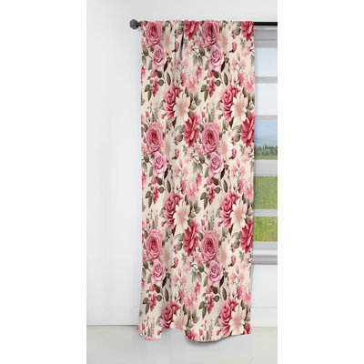 Timeless Pink Roses Garden Serenity - Damask Curtain - Blackout Damask Curtain - 1 Panels