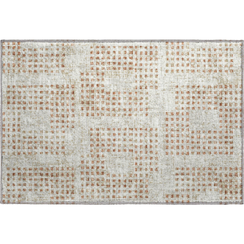 Premium Machine Washable Mayfield AMF33 Geometric Rug, 1'8" x 2'6", Spice