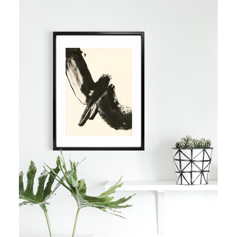 Black Expression I Abstract - Single Picture Frame Print, 164.592 cm H x 136.652 cm W, Matt White