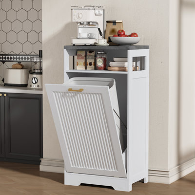 13-Gal Fluted Tilt-Out Trash Cabinet with Shelf