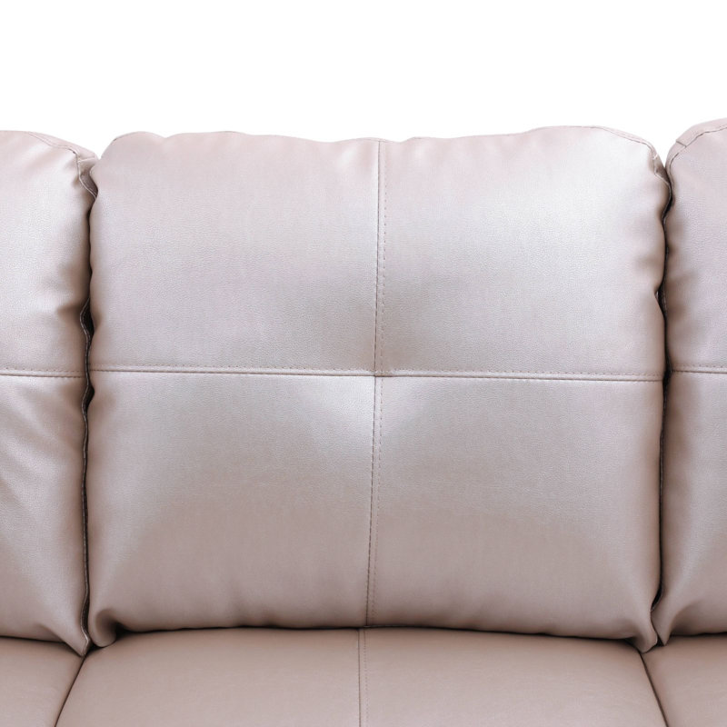 Canapé modulaire rembourré en L Milk Tea Latte, Mélange de polyester beige, Accoudoir à droite (vu de face)