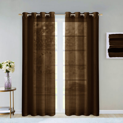 Paire de rideaux semi-transparents en polyester Makeira
