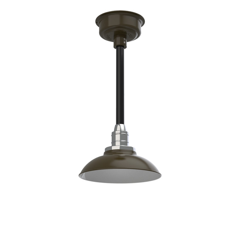 Luminaire suspendu 1 lumière del à simple dôme Ludwicka, H 48 po x l 10 po x P 10 po, Acajou bronzé / noir