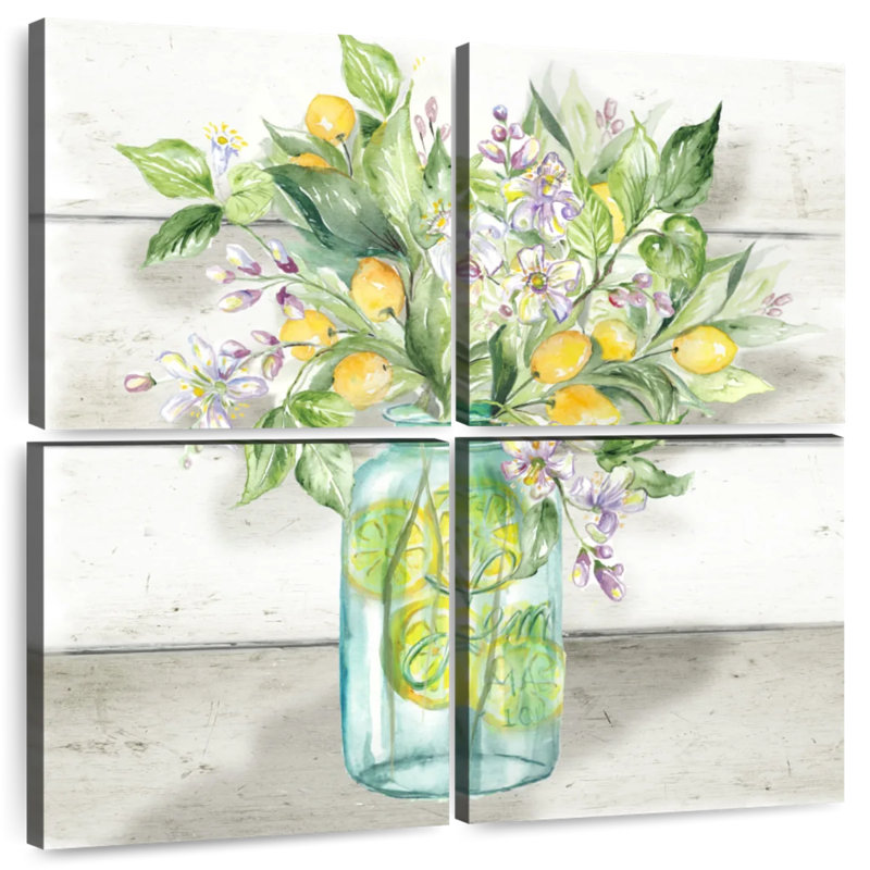 Yarlin, aquarelle, citrons, pot Mason, Shiplap, H 18 po x l 18 po