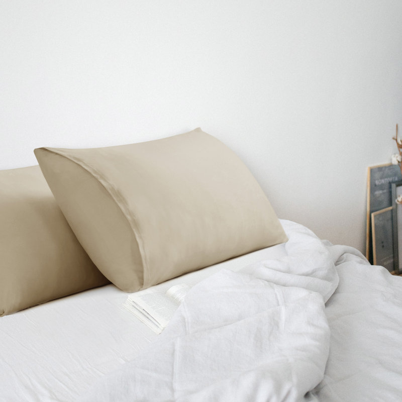 Stretch Jersey Knit Pillowcases With Envelope Closure, Taupe, Queen Pillow Case
