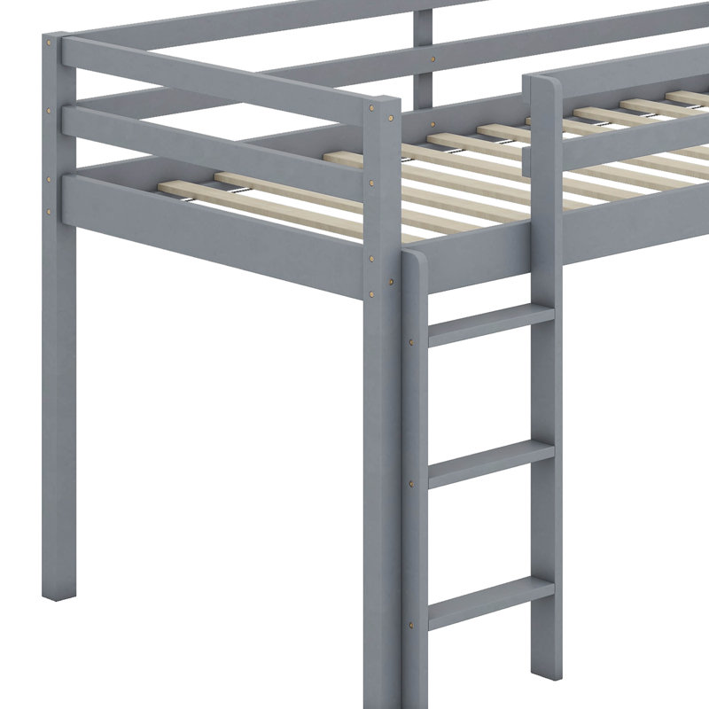 Structure de lit simple avec glissade Loft, gris