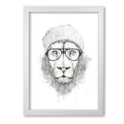 Cool Hipster Lion by Mercedes Lopes Charro - Print