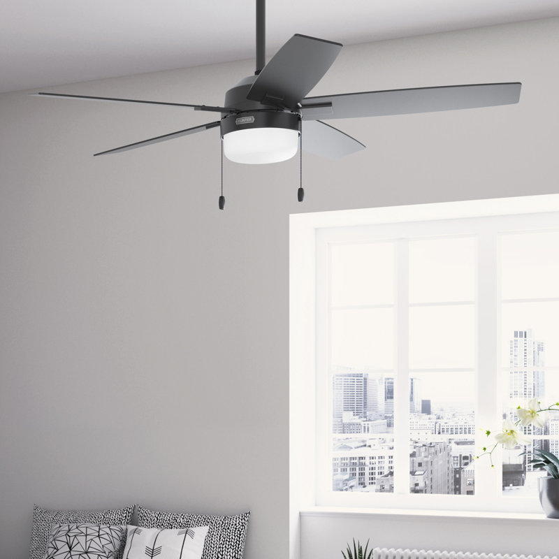Anisten 52" 5 - Blade Ceiling Fan With Lights and Pull Chains, Black