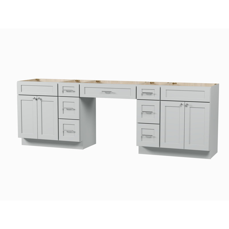 102'' Double Bathroom Vanity Base Only, Gray