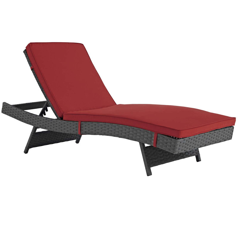 Modway Stopover Outdoor Patio Sunbrella Chaise, Red