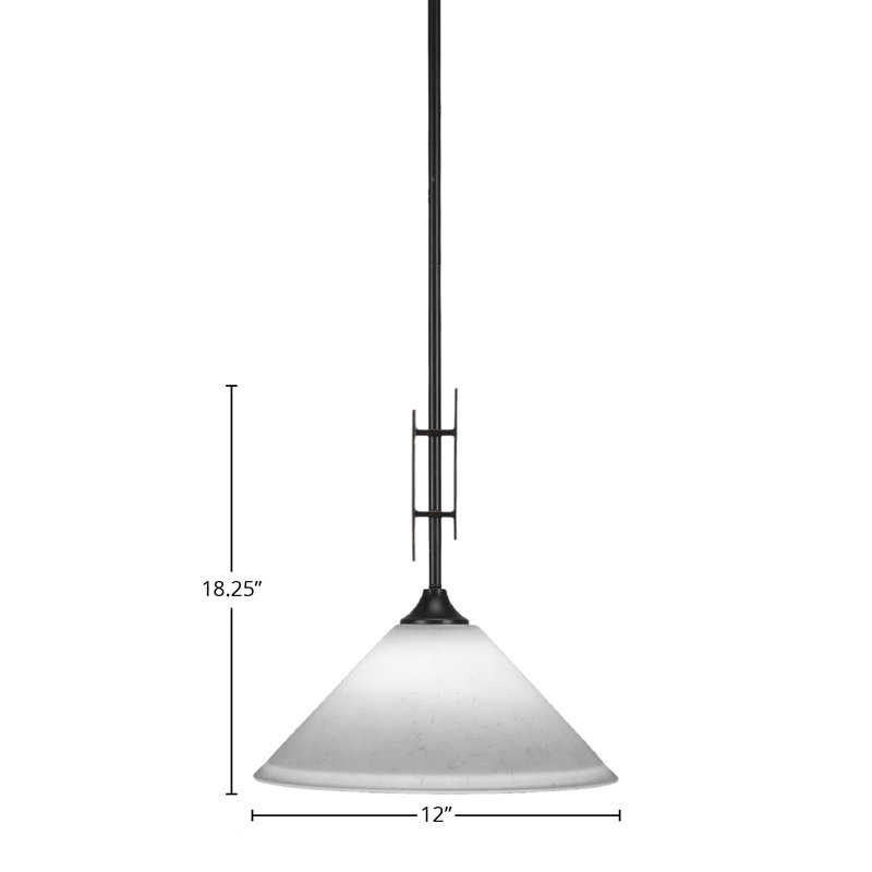 Mini-luminaire suspendu avec tige en forme de granit foncé Uptowne avec verre à bulles transparent de 10 po, Blanc