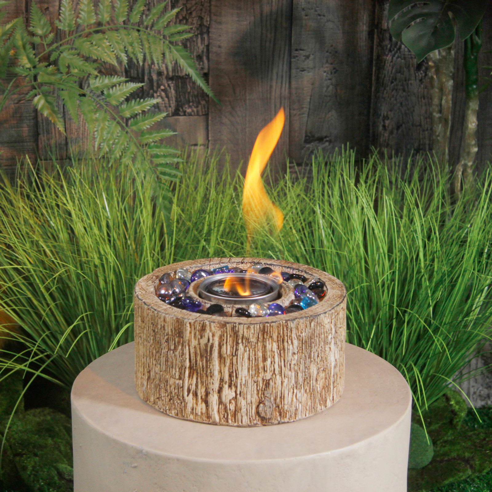 TURBRO Retro Cement Tabletop Fire Pit for Outdoor, Ventless Fire Bowl,  Odorless, Smokeless, Fueled by Ethanol Alcohol