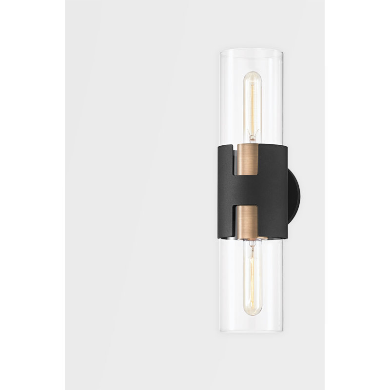 Amado 2 Light Wall Sconce, Patina Brass/Texture Black