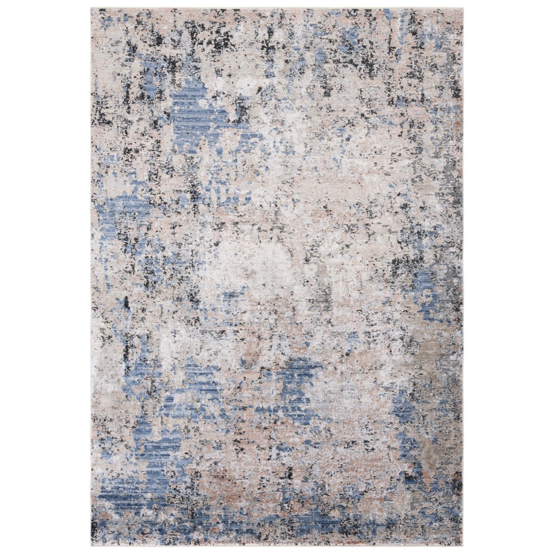 Tapis bleu / rouille, Rectangle 6 pi x 9 pi