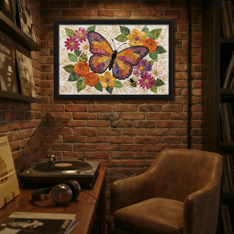 Animaux, impression de jardin floral, H 12 po x l 18 po