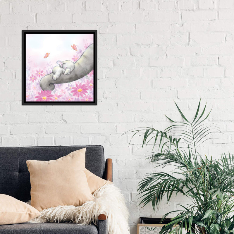 «Baby Elepant Sleeping» par Makiko - reproduction d'art, Pas de tapis, H 26 po x l 26 po x P 1,5 po