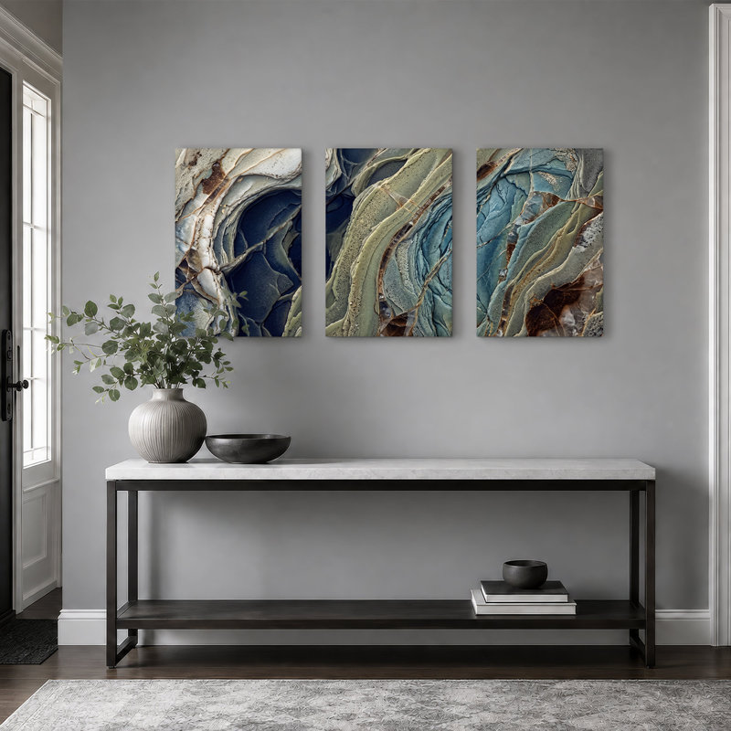 Ensemble de 3 toiles bleues et vertes, 36"H x 24"W x 3pcs