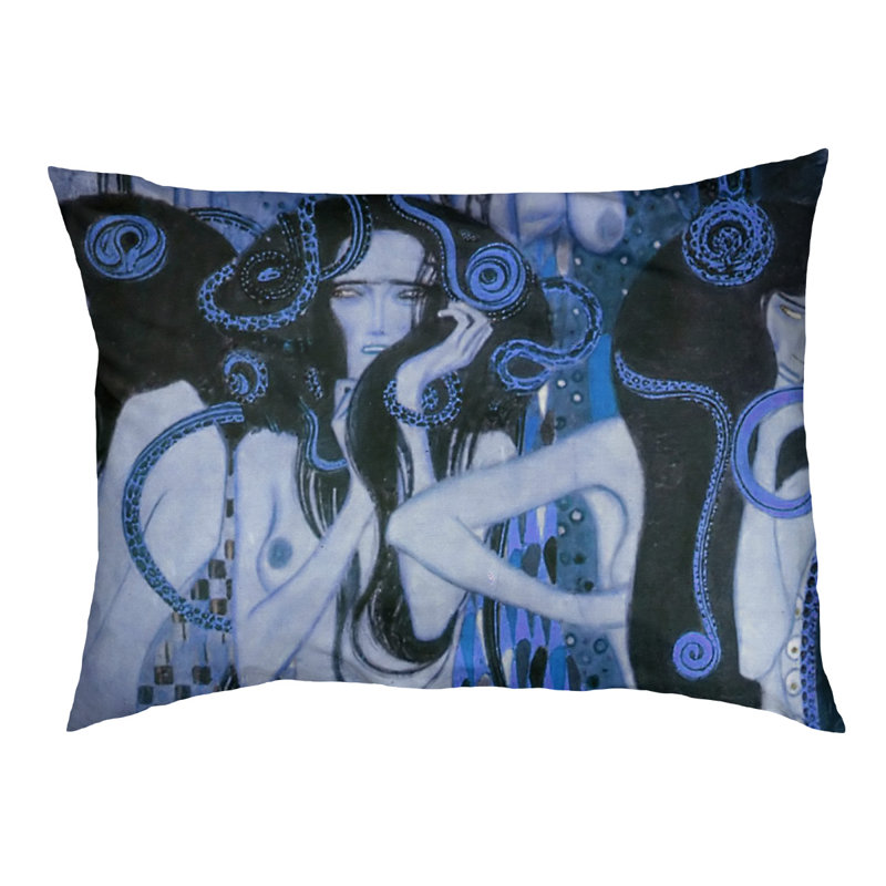 Coussin pour chien beethoven frise Carlile, Petit (l 29,5 po x P 19,5 po x H 9,5 po), Noir / Bleu