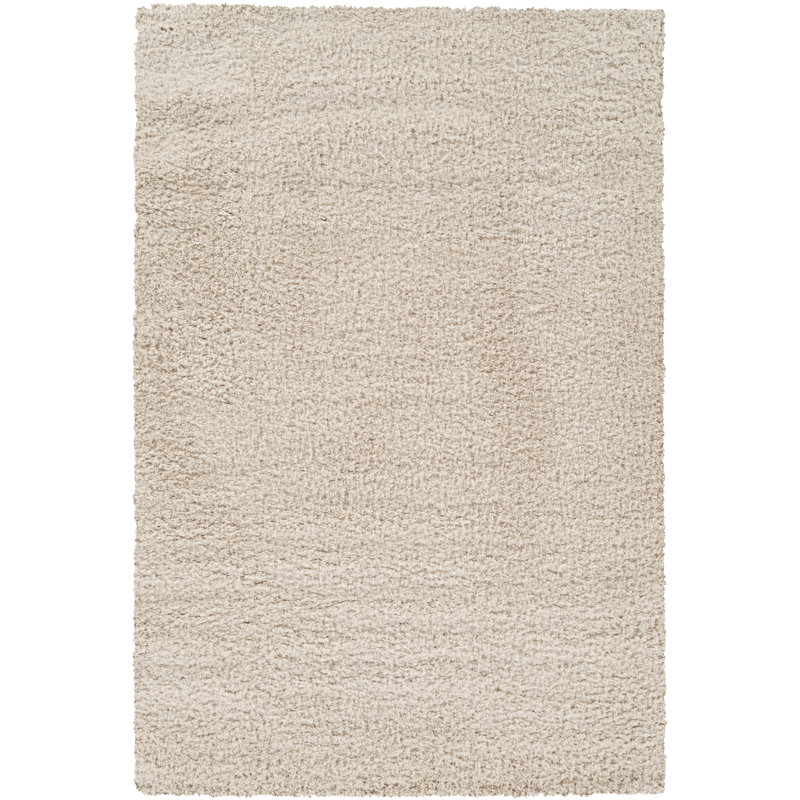Tapis lavable moderne beige uni à poils longs, Beige, 7 pi 8 po x 10 pi 2 po