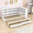 Twin XL to King Wood Daybed with 2 Drawers, Shelves, LED Light and Charging Station-1235399680