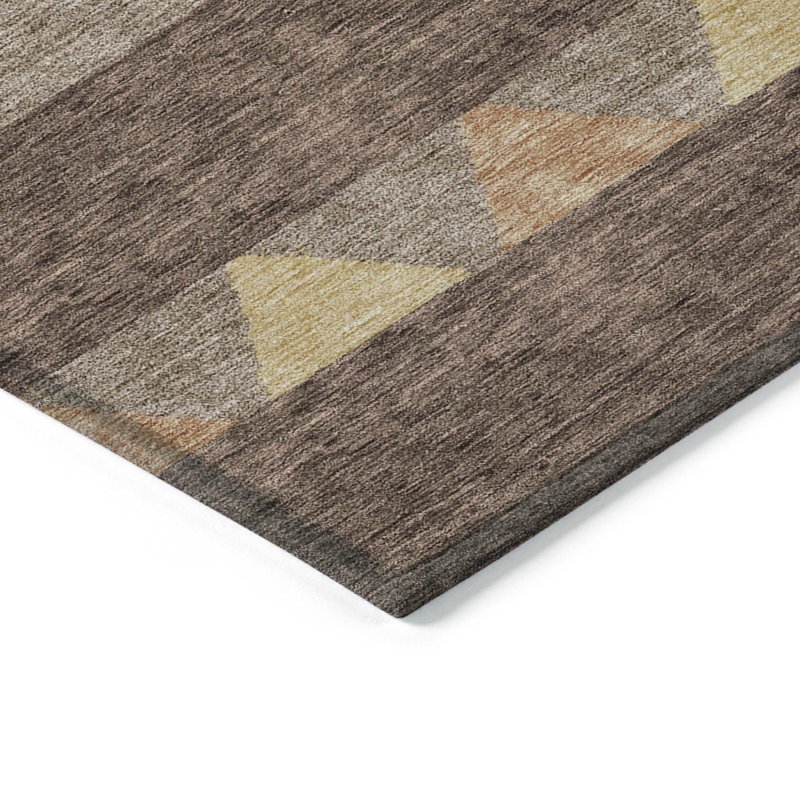 Tapis intérieur / extérieur brun lavable 10 pi x 14 pi Southwestern