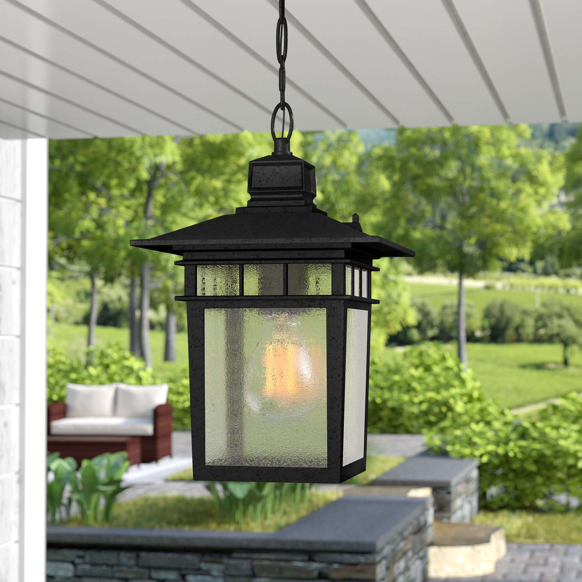 Valeri 1 -Bulb 12 H Outdoor Hanging Lantern Beachcrest Home Fixture Finish: Textured Black