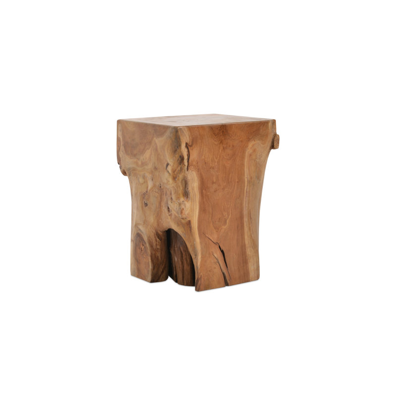 Heavy Cube Teak Side Table