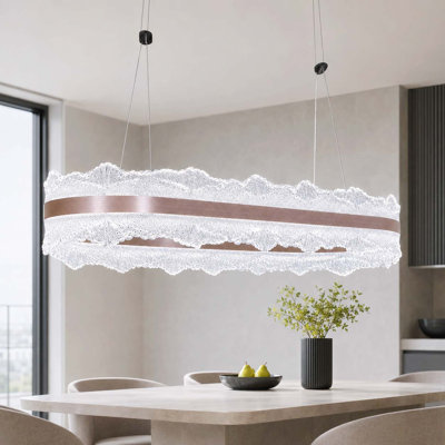 Lustre de salle à manger en or rose 59 po H avec source de lumière DEL