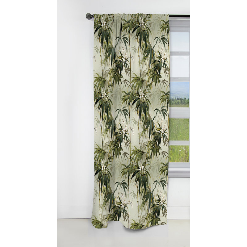 Bamboo Elegance Tropical Motif IV - Rideau à motif floral - Rideau occultant à motif floral - 1 panneau, L 52 po x L 120 po