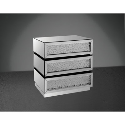 Mirrored & Faux Crystals Console Cabinet