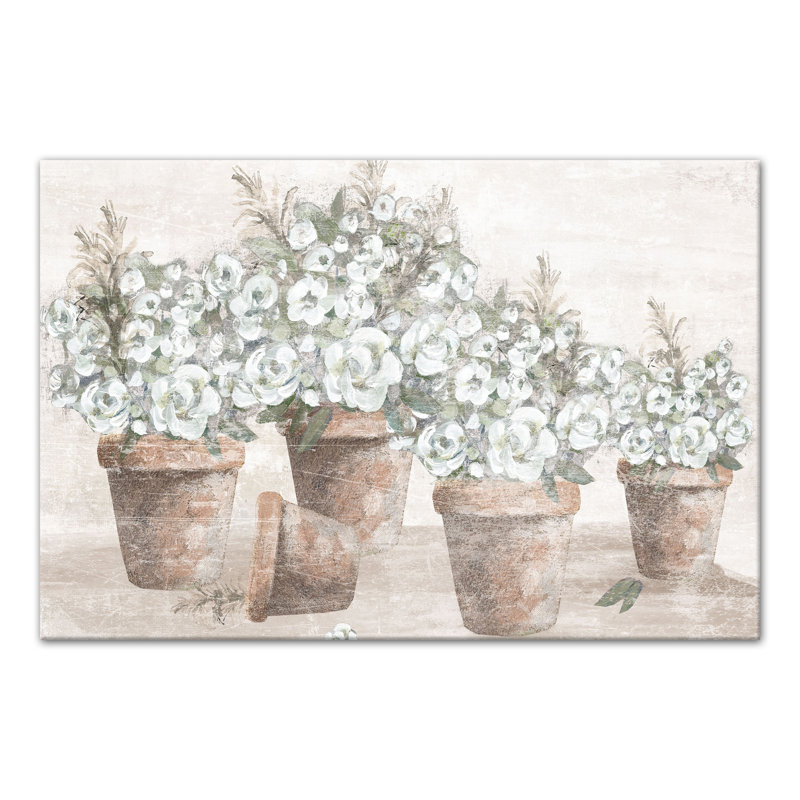 Floral pots naturels sur toile
