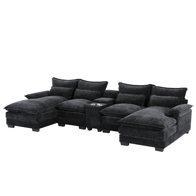 123*55"Modern U-Shaped Sectional Sofa With Console