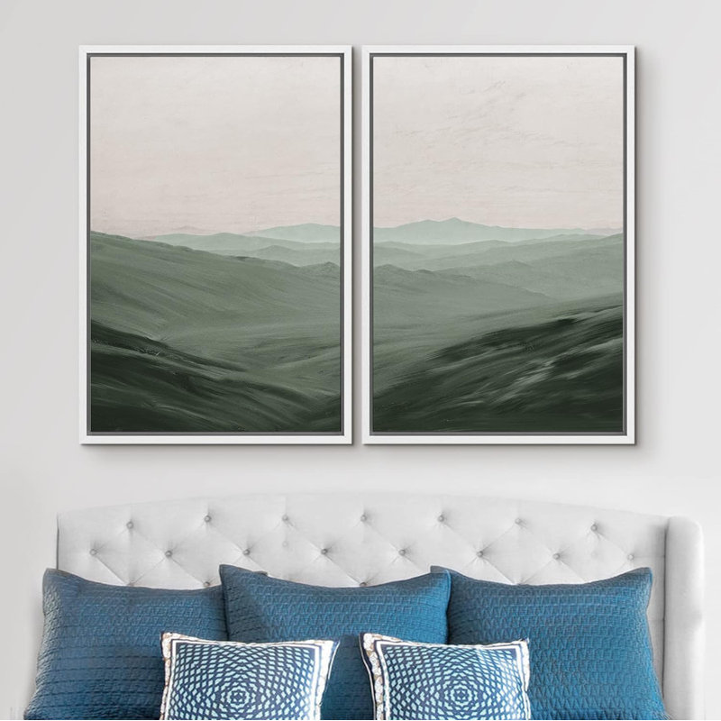 «Pastel Watercolor Geometric Landscape», 2 pièces, Blanc, H 36 po x l 24 po