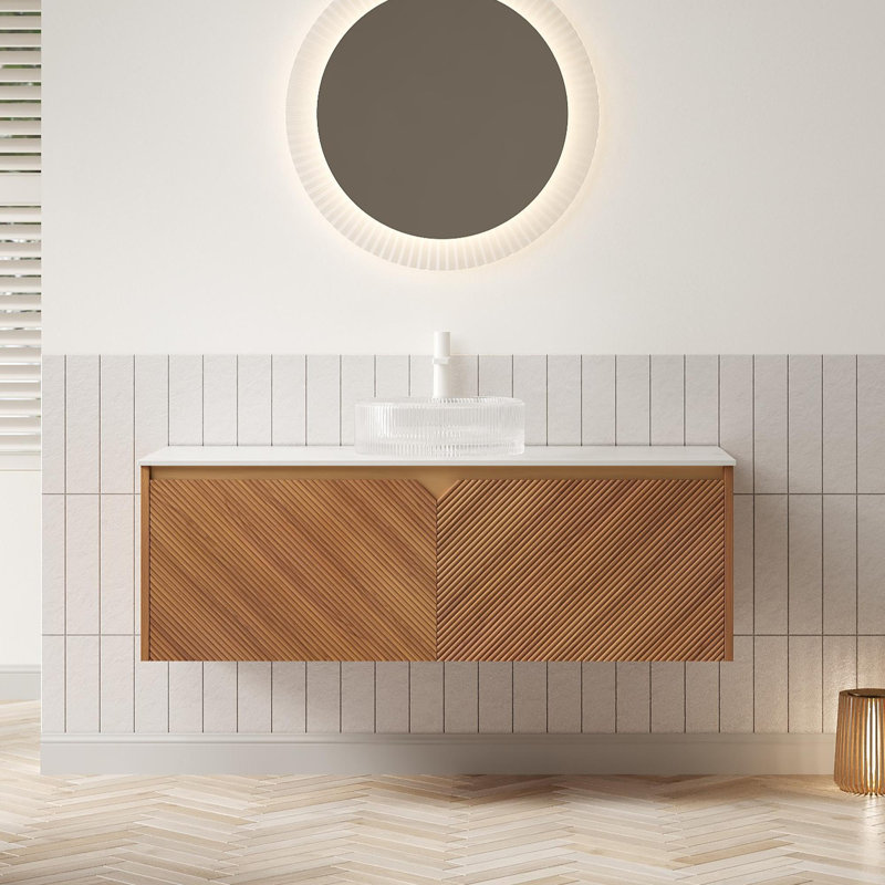 Meuble-lavabo mural avec plateau en pierre frittée, 48"