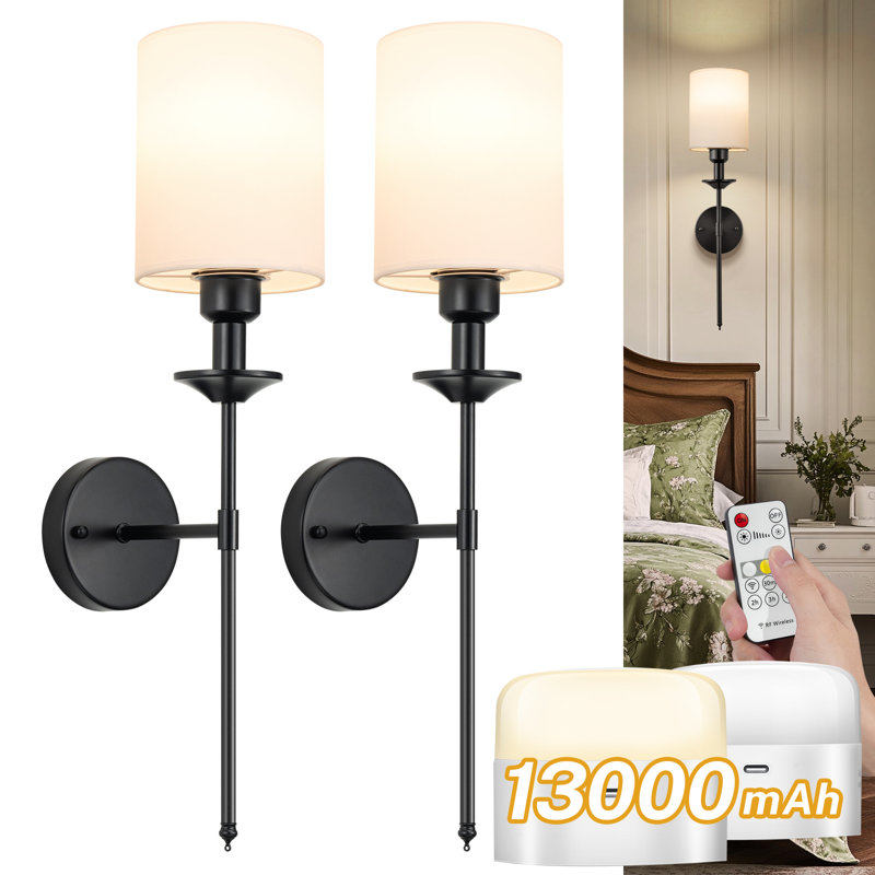 Battery Operated Wall Sconce, Battery Powered Wall Sconces Set Of Two Rechargeable Wall Lights With Remote Dimmable Wall Decor For Bedroom Living Room