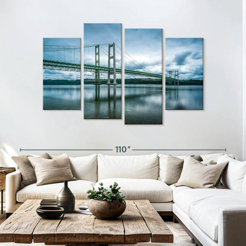 Lilie nuageux, pont Tacoma Narrows, H 54 po x l 84 po