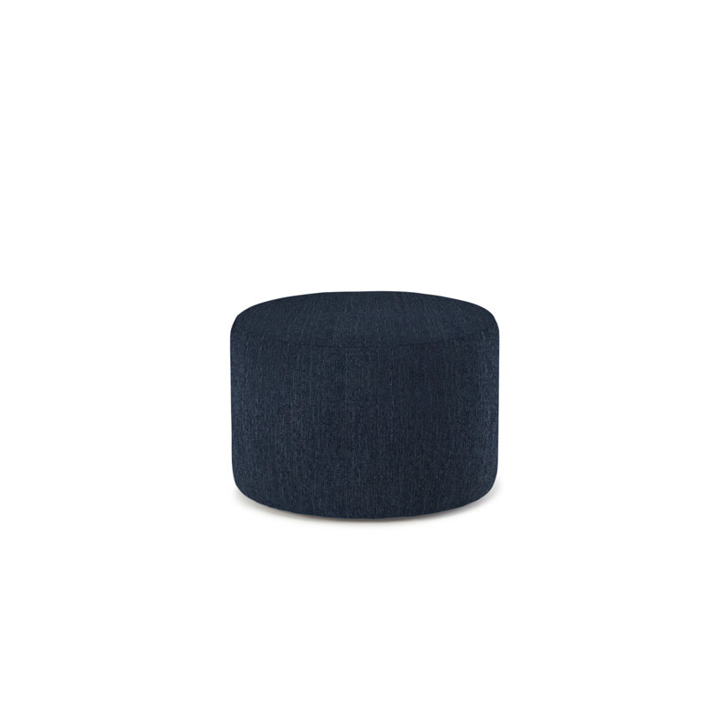 Repose-pieds rond 24 po Vera, Mélange de polyester bleu minuit