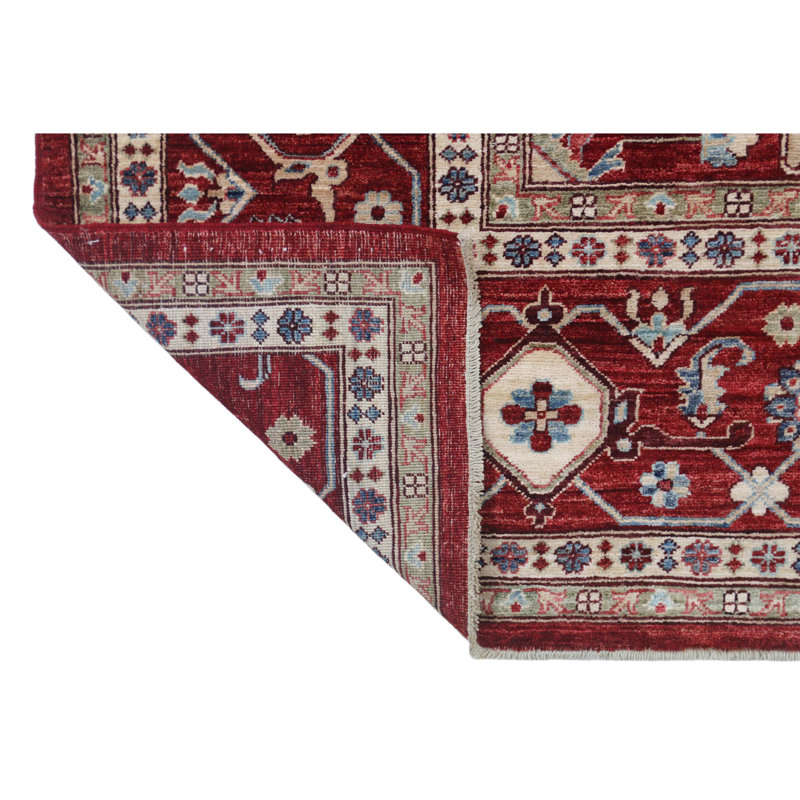 Tapis unique rouge / ivoire / beige / bleu de 9 pi 11 po x 13 pi 8 po