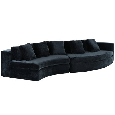 115,7 po U-Style 4 modulaire avec chenille, conception incurvée, 5 coussins, tissu de chenille doux sans problème d'assemblage, configuration sans souci pour l'espace de vie
