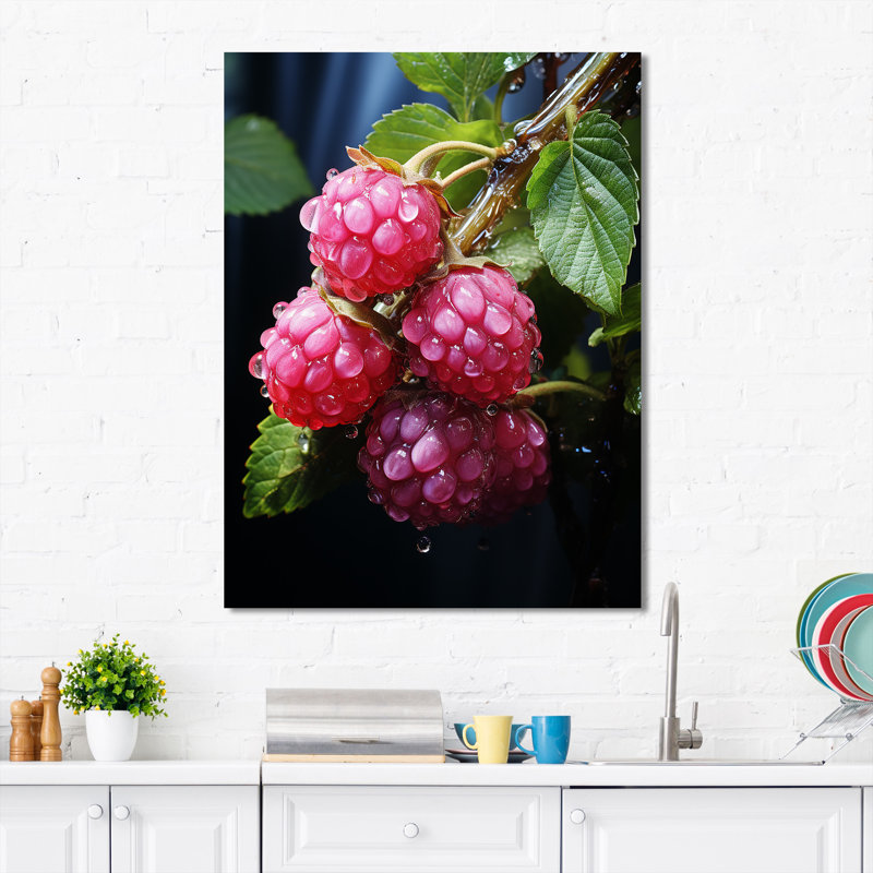 Lustrous Raspberry Radiance II - fruits, art mural, H 40 po x l 30 po x P 1,5 po