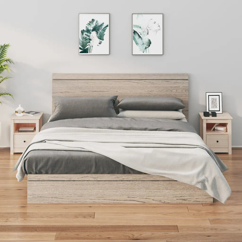 vidaXL Bedside Cabinet Solid Pine Wood Compact, Beige