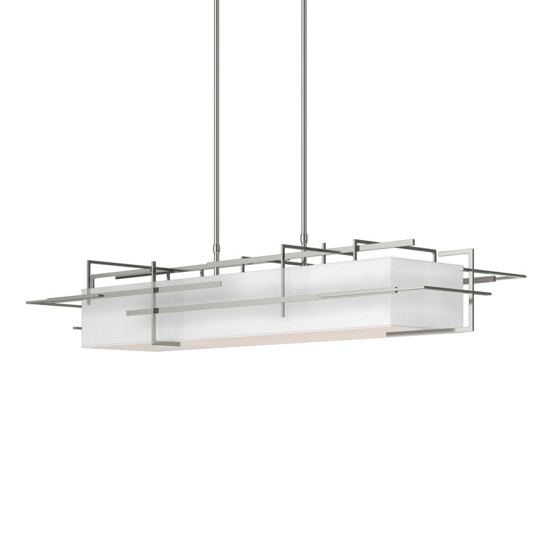 4 - Light Kitchen Island Linear Pendant, Sterling, Natural Anna